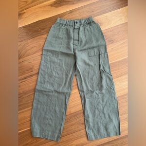 Unless Korean Brand Olive Green Linen Summer Cargo Pants Wconcept